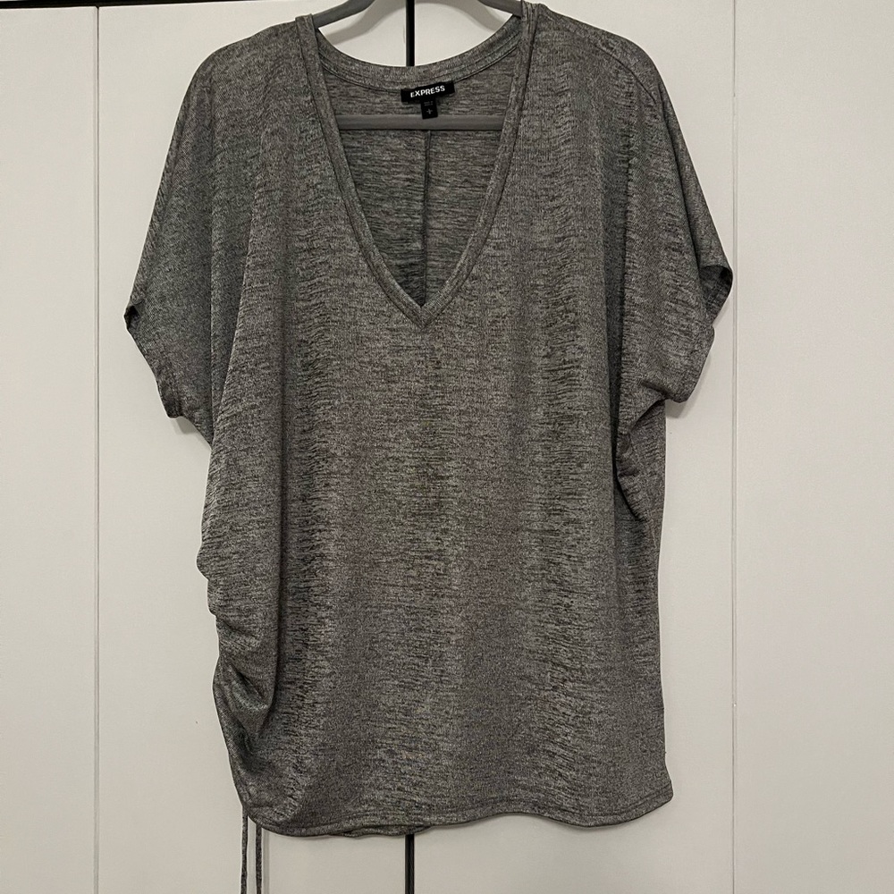 grey glitter t shirt blouse! never worn!